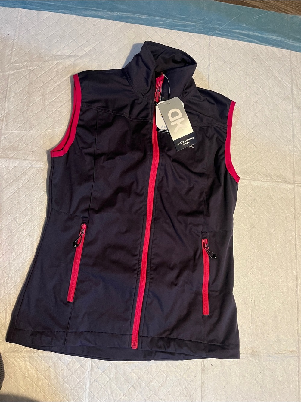 Women's Black Softshell Vest with Pink Trim by Lined Performance